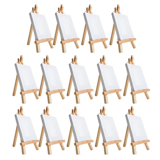14Pcs Mini Canvas and Easel Brush Set, Canvas 4X4 Inch, Pre-Stretched  Canvas, Mini Painting Kit, Kids Painting Party - AliExpress